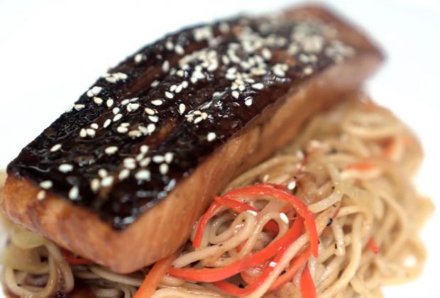 Teriyaki Salmon with Stir fry Udon