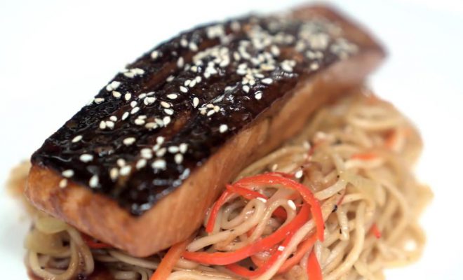 Teriyaki Salmon with Stir fry Udon