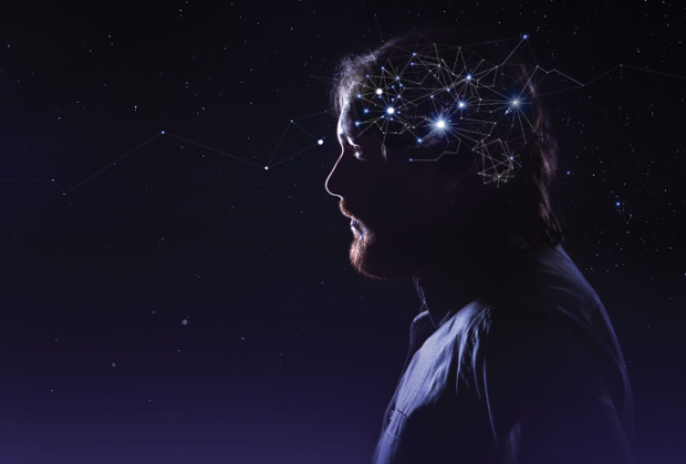 man with an illuminated mind.