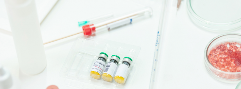 Lab equipment on the table.