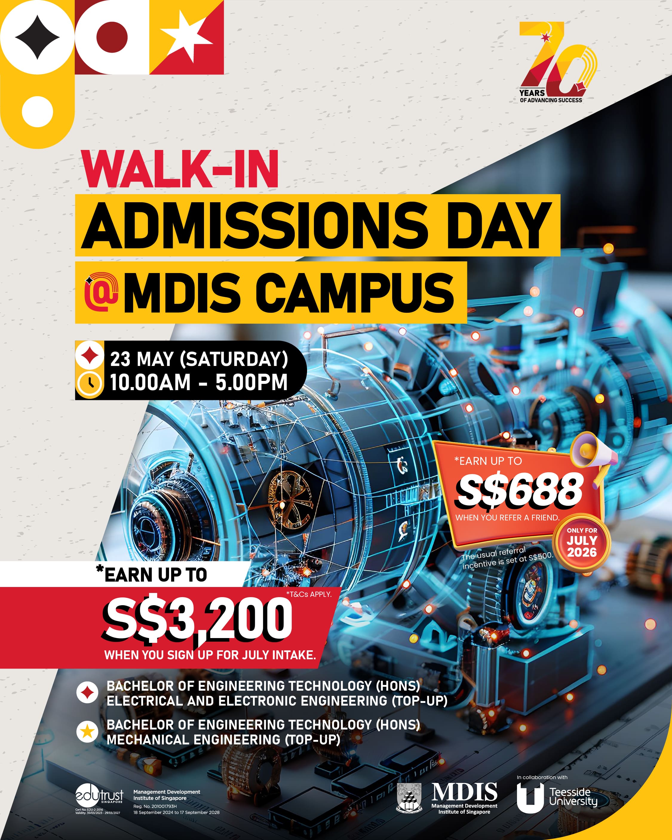 Walk-In Admissions Day at MDIS Campus | Earn Up to S$10,500 – July Intake
