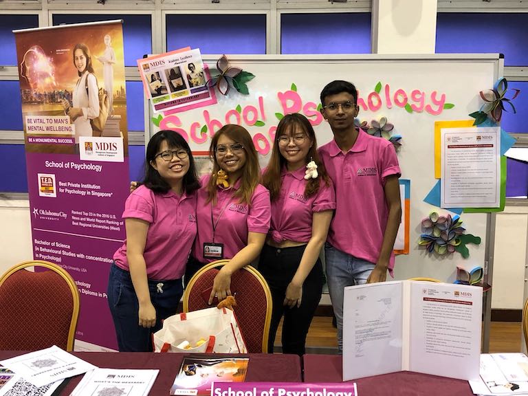 Student representatives from the School of Psychology representing MDIS at its open house.