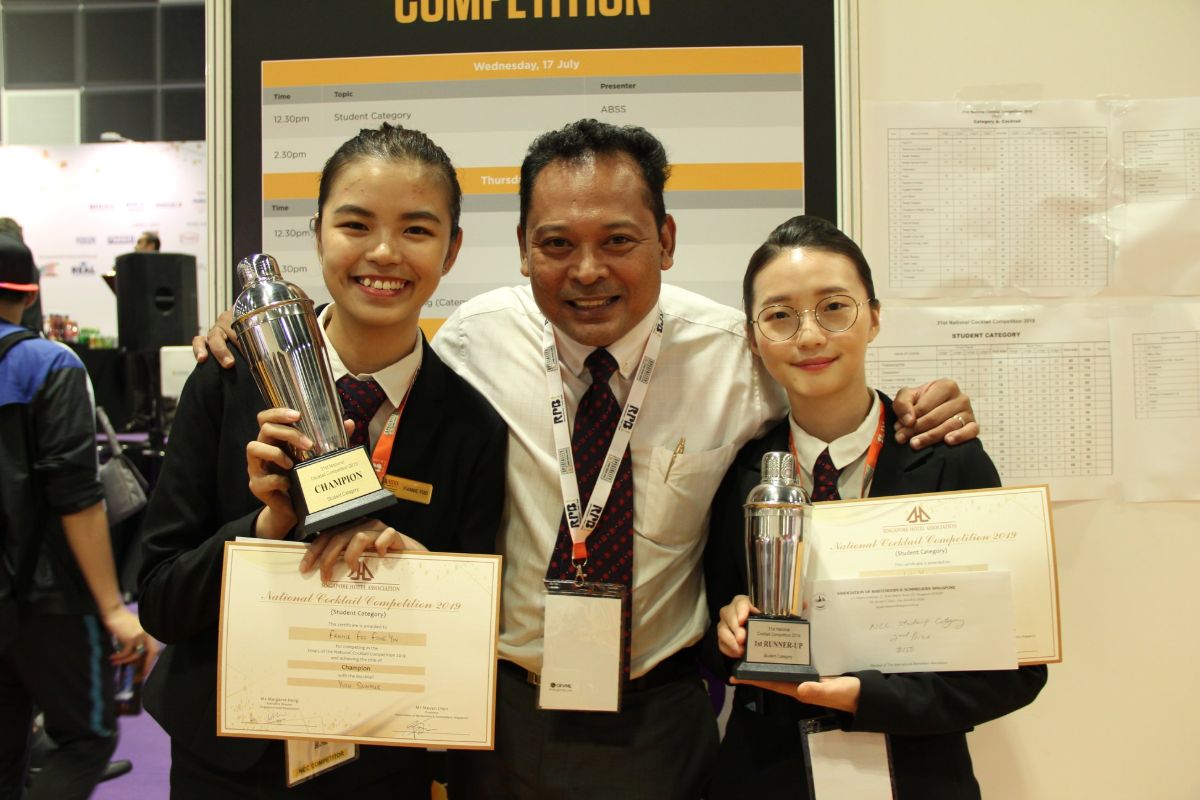 MDIS students win first and second place in National Mocktail Competition in 2019.